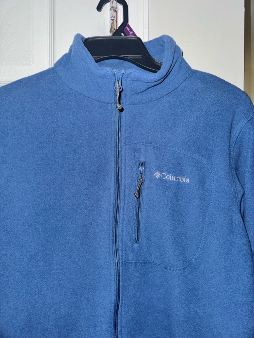 Columbia Men's Medium Fast Trek II Full Zip Fleece Jacket Blue Soft EUC Outdoor - Picture 3 of 7